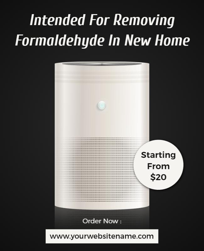 Sleek Modern Air Purifier for Formaldehyde Removal Flyer Template