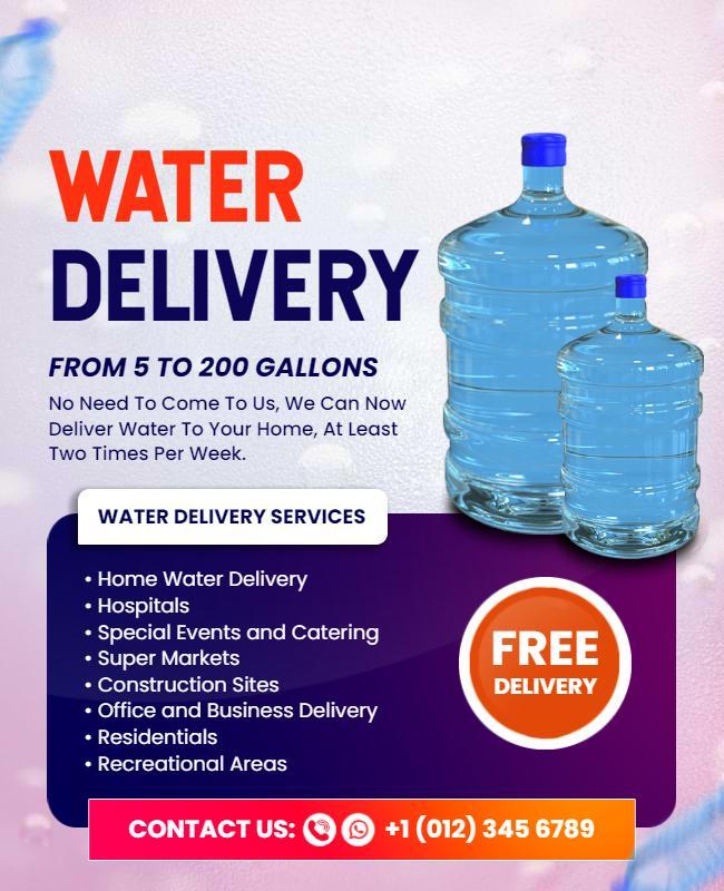 Home and Business Water Delivery Flyer Template