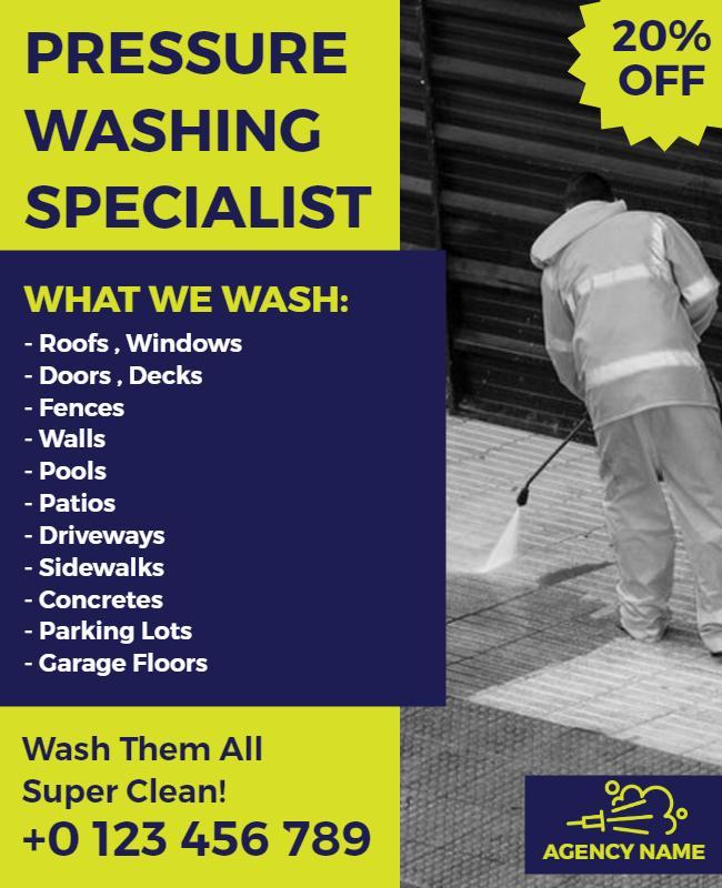 Home and Outdoor Pressure Washing Services Flyer Template