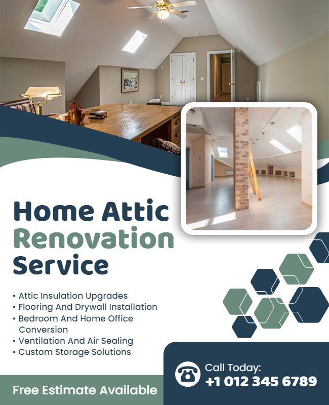 Home Attic Renovation Service Promotion Flyer Template