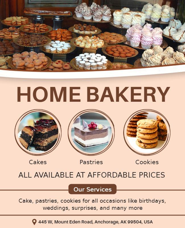 Home Bakery Cakes Pastries Cookies Flyer Template