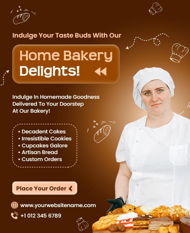 Home Bakery Delights Promotional Flyer Template