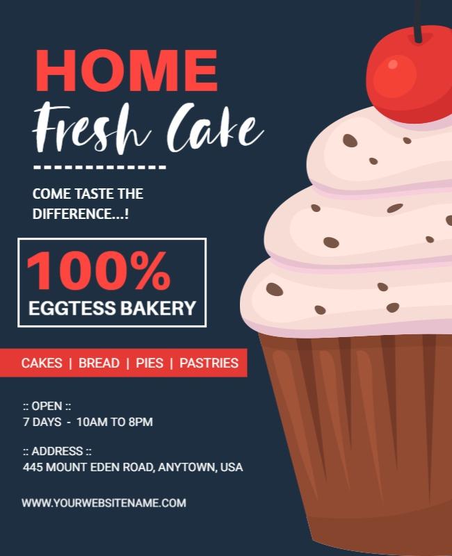 Home Bakery Fresh Cake Advertising Flyer Template