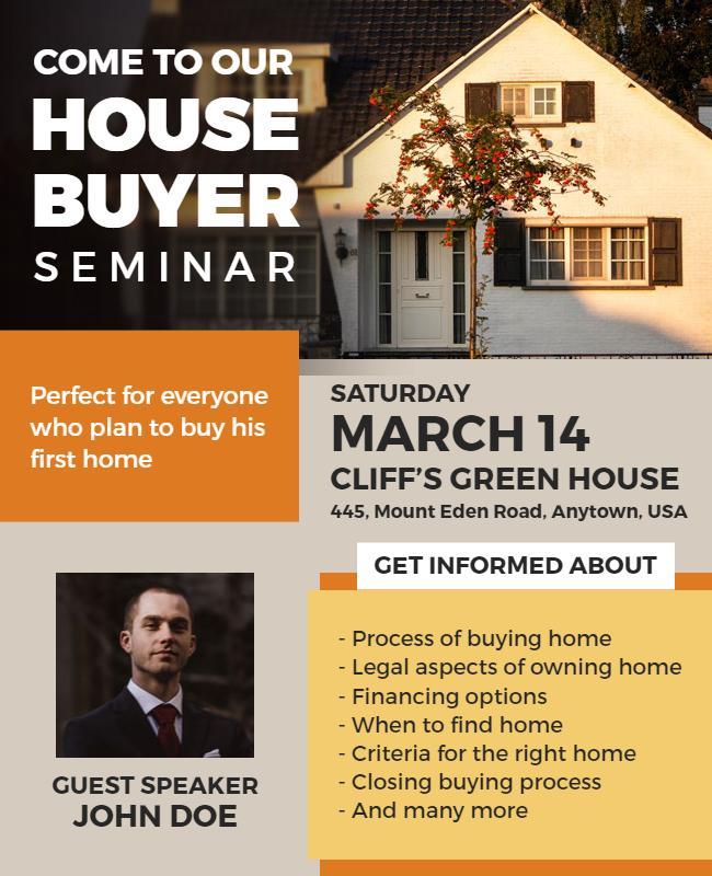 Home Buying Seminar Flyer for First Time Buyers Template