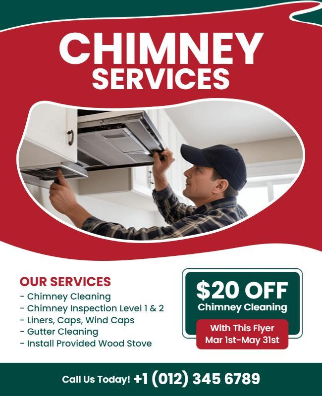 Home Chimney Cleaning Service Discount Flyer Template