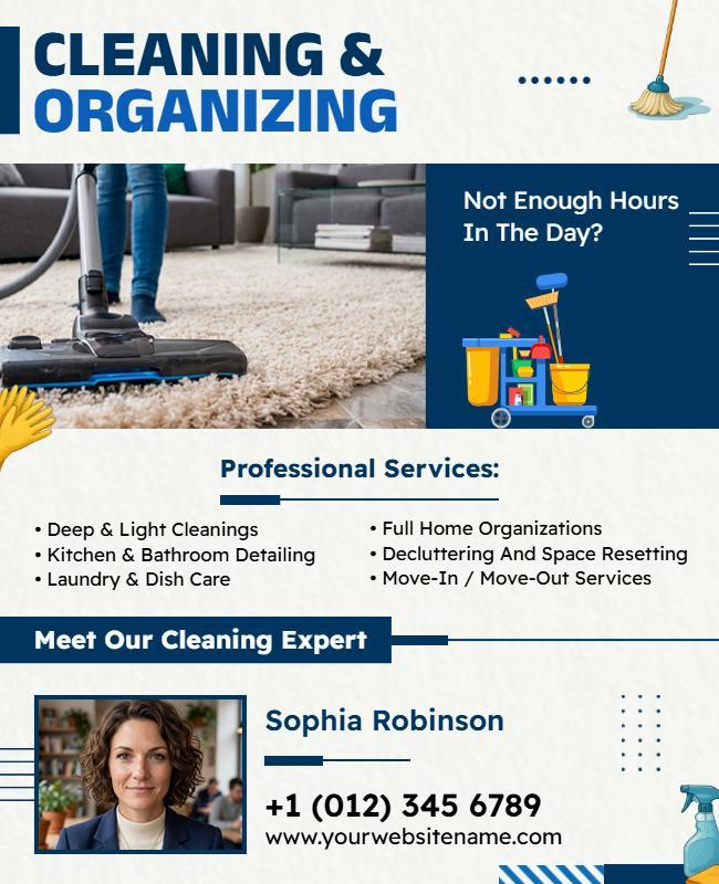 Home Cleaning and Organizing Service Poster Template