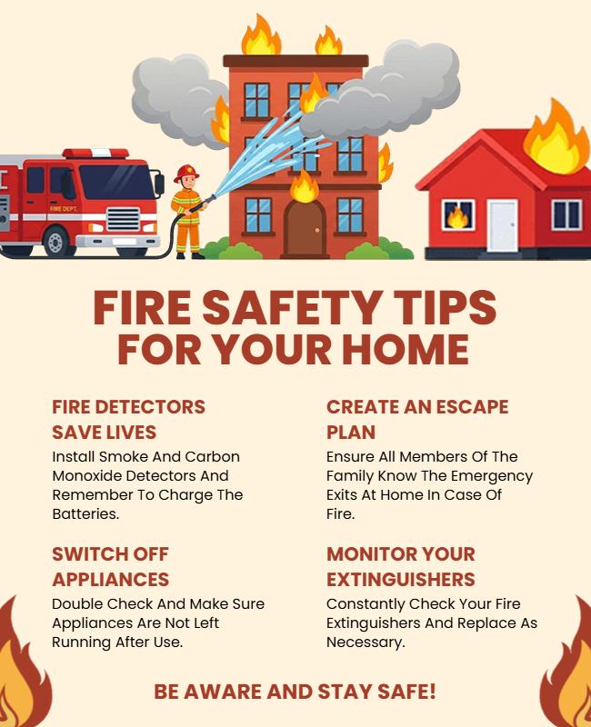 Home Fire Safety Tips Poster Template