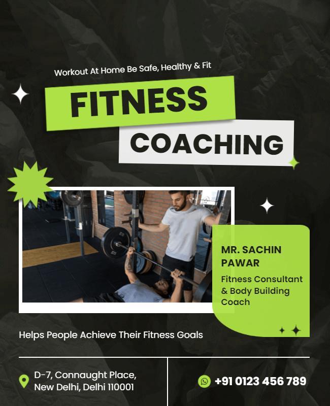 Home Fitness Coaching Promotional Flyer Template