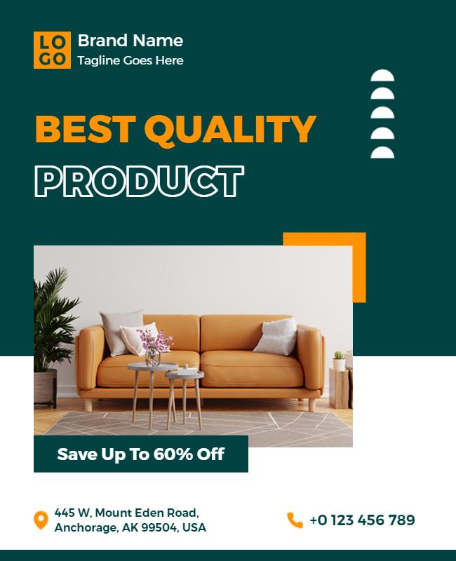 Modern Green Home Furniture Sale Flyer Template