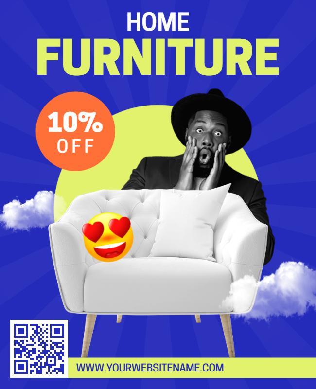 Vibrant Blue Home Furniture Discount Flyer Template