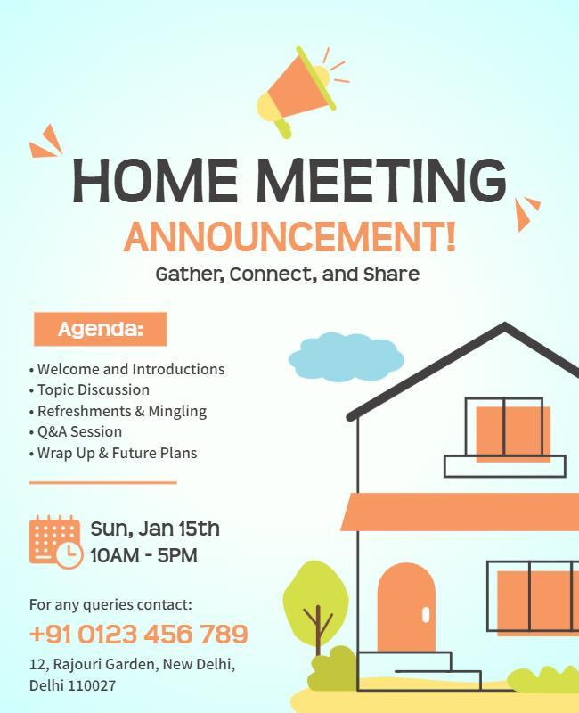 Home Gathering Announcement Flyer Template