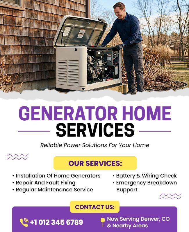 Home Generator Services Flyer Template