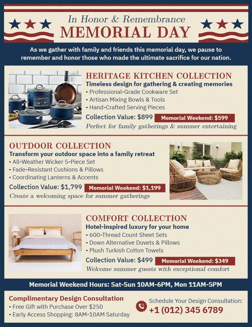 Home Goods Specialty Memorial Day Flyer Template