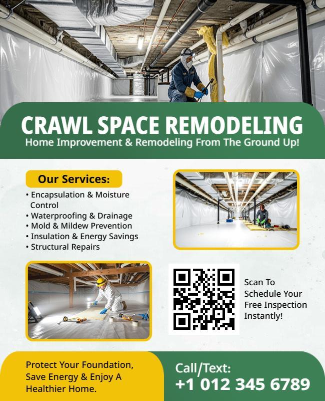 Home Improvement and Crawl Space Remodeling Services Flyer Template
