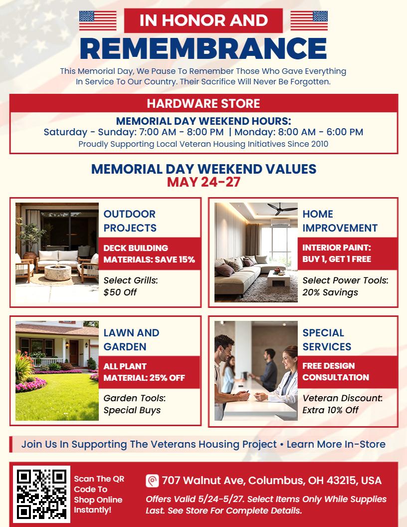 Home Improvement Respectful Holiday Sale Flyer Template