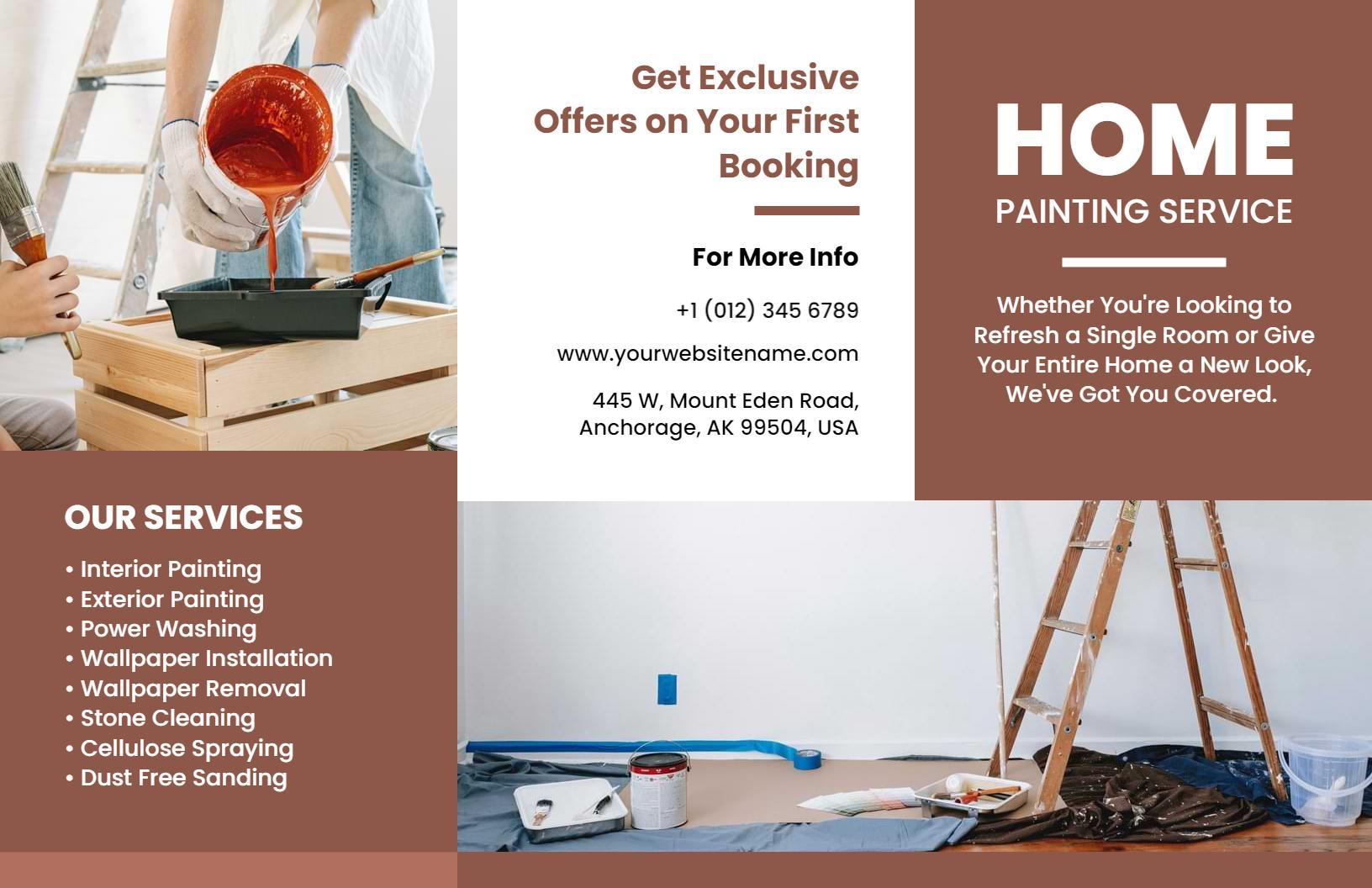 Home Interior Exterior Painting Services Offers Brochure Template