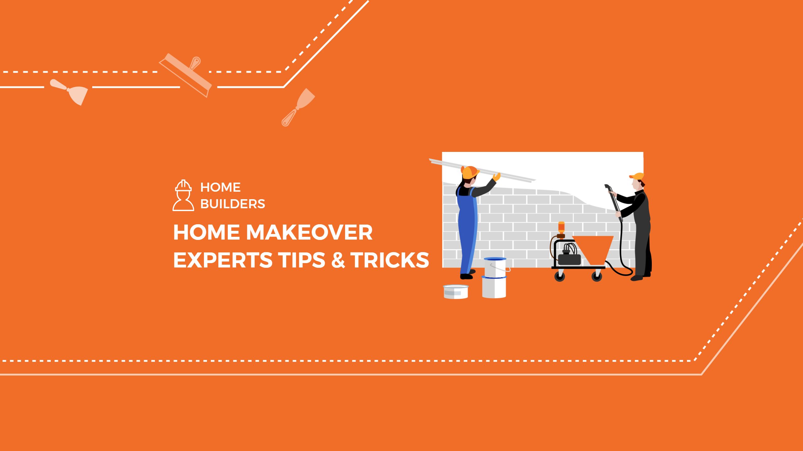 Home Makeover Tips and Tricks on Bright Orange YouTube Banner Template