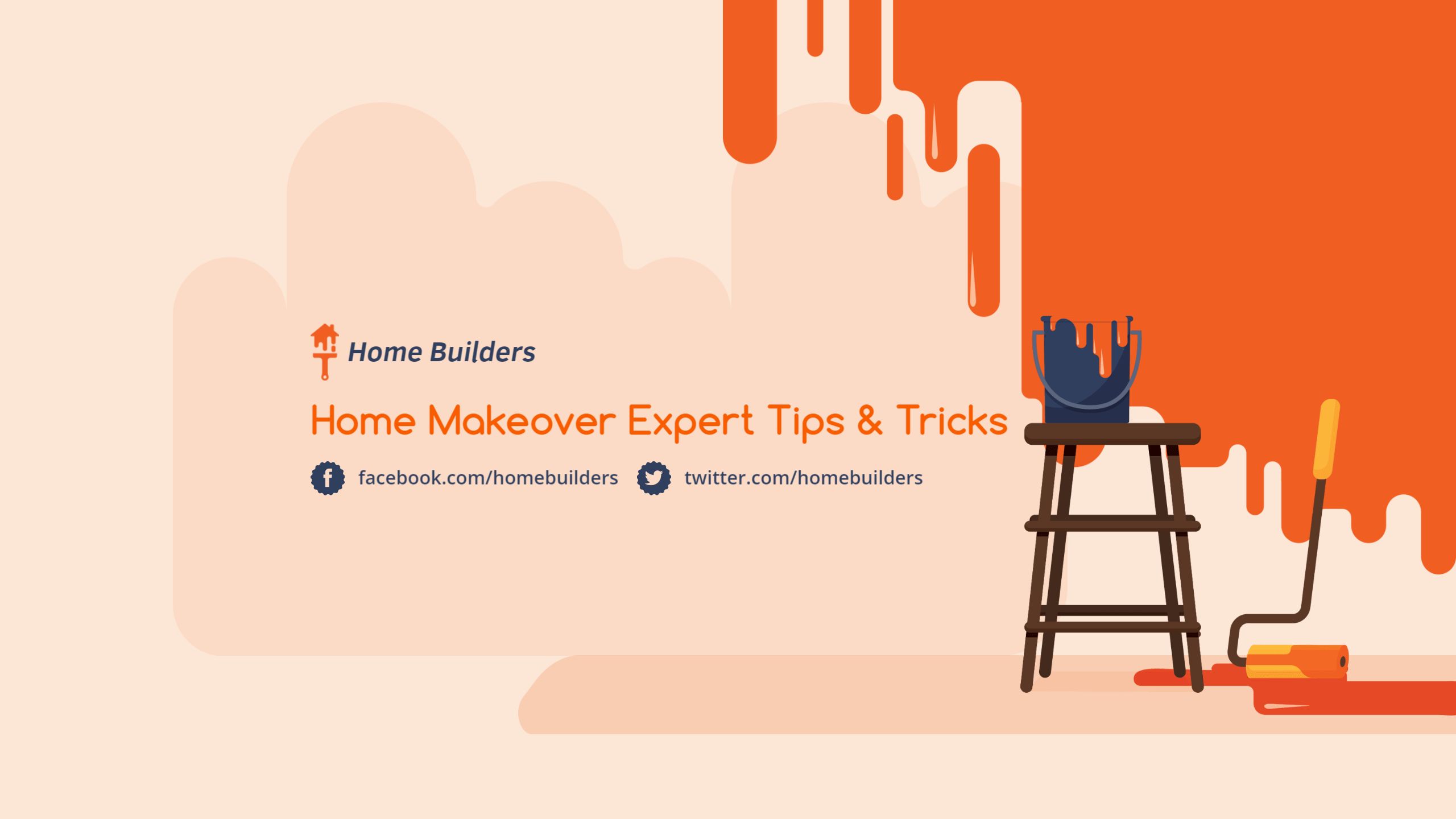 Home Makeover Tips with Orange Paint and Tools YouTube Banner Template
