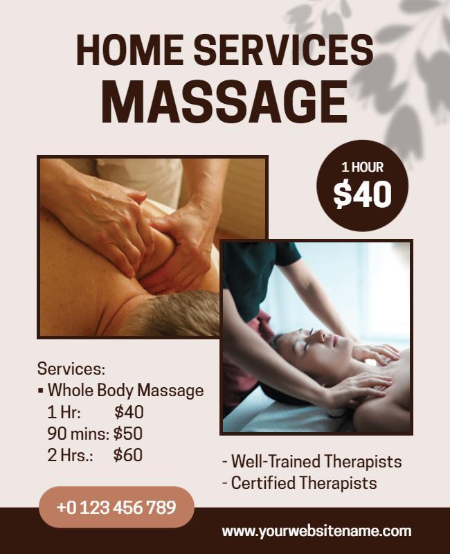 Home Massage Services Promotional Flyer Template