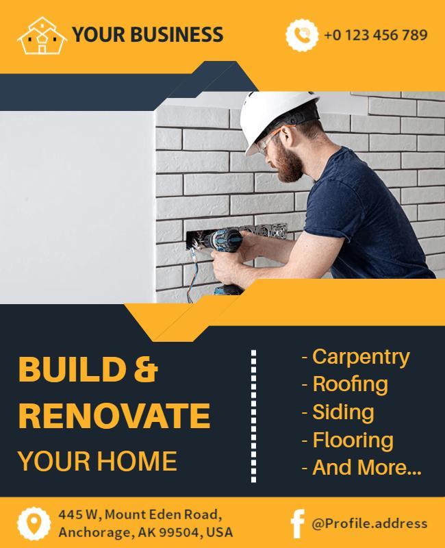 Home Renovation and Carpentry Services Flyer Template