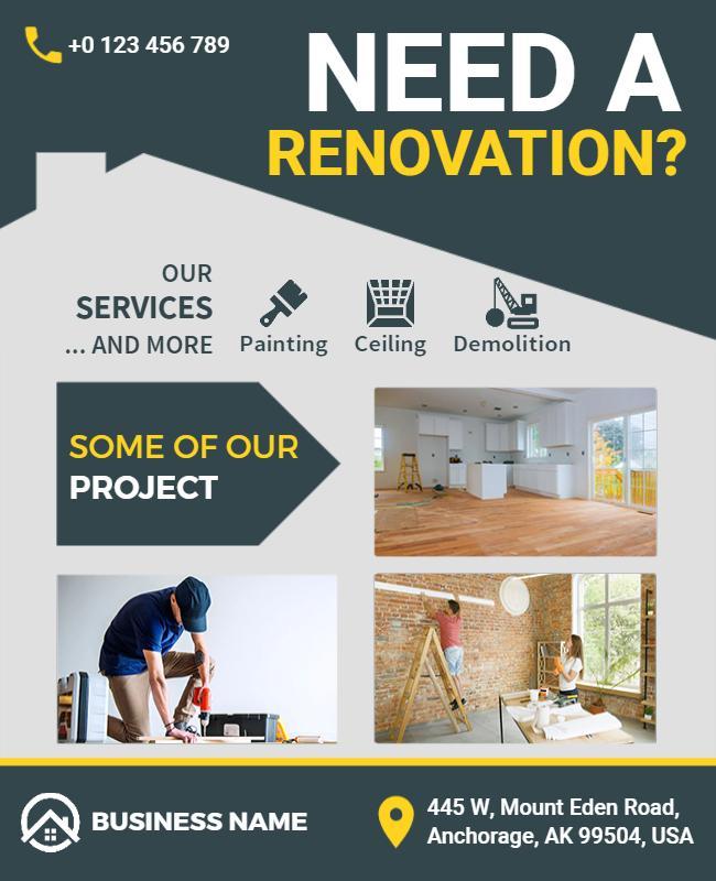 Home Renovation Service Promotion Flyer Template