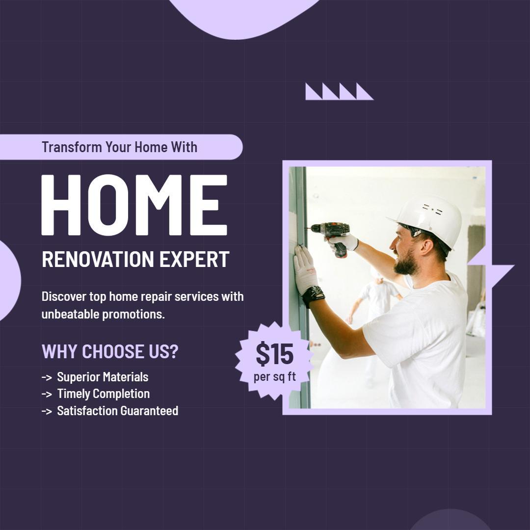 Home Renovation Services Promotional Instagram Flyer Template