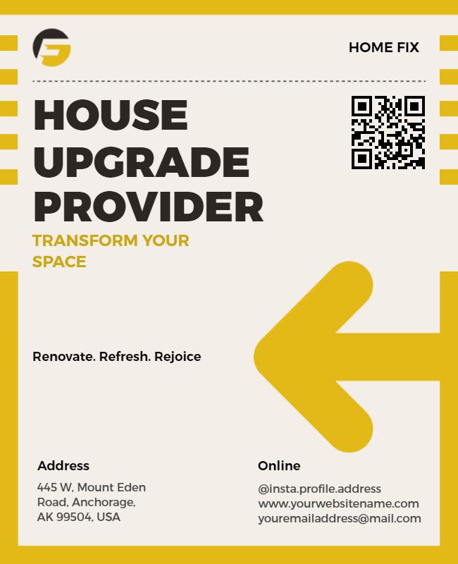 Modern Yellow House Upgrade Services Flyer Template