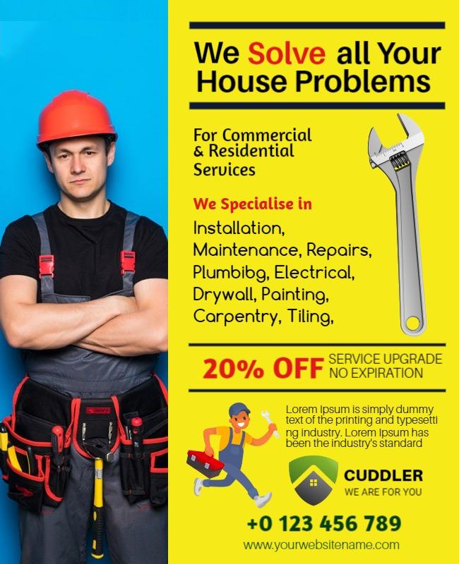 Professional Handyman Services Home Improvement Flyer Template