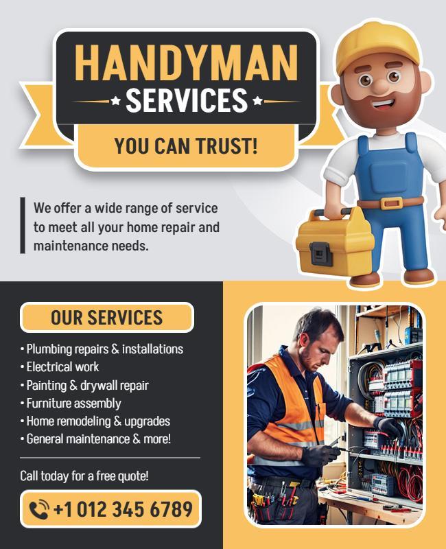 Home Repair Handyman Services Flyer Template