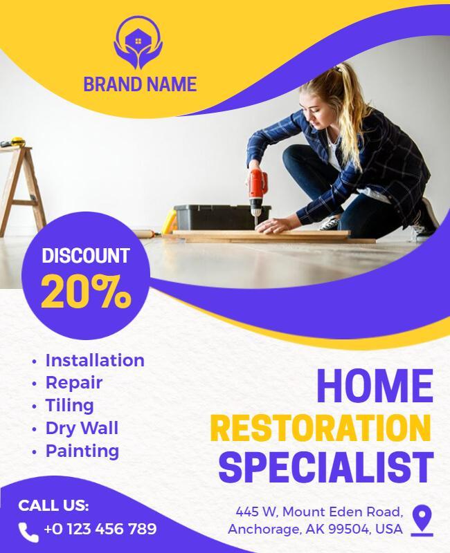 Home Restoration Services Promotion Flyer Template