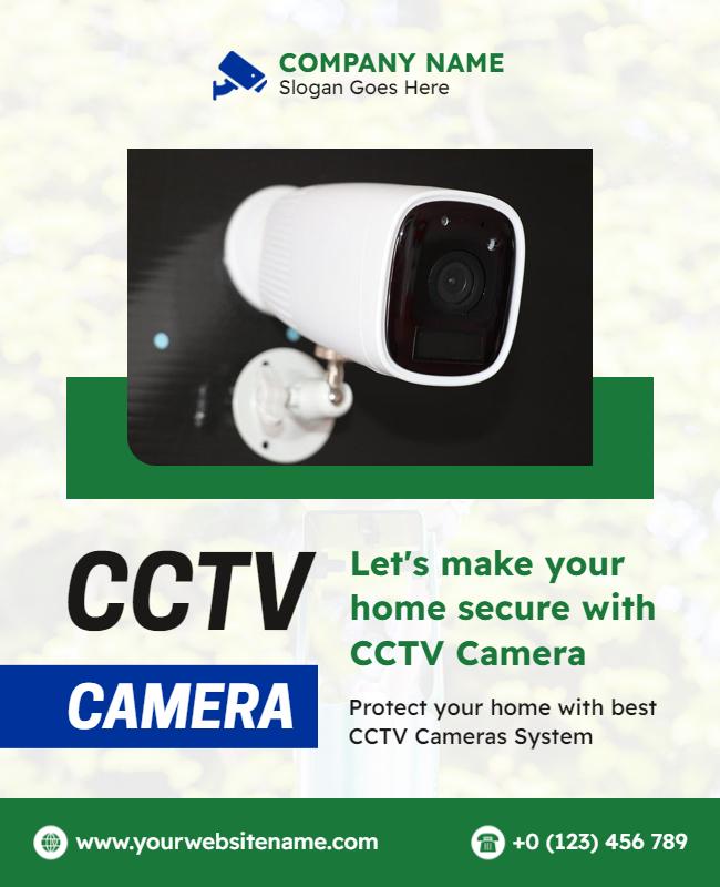 Modern Green Home Security CCTV Camera Flyer Template