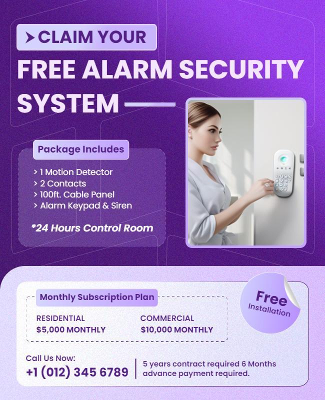 Vibrant Purple Security System Promotion Flyer Template