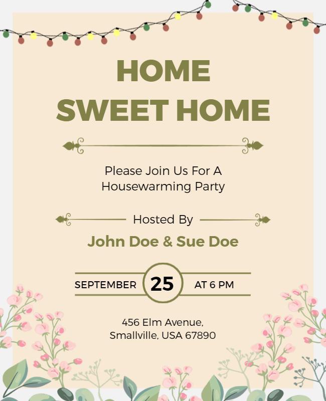 Home Sweet Home Housewarming Party Flyer Template