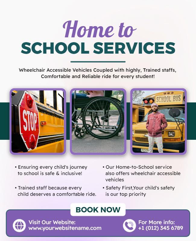 Home to School Accessible Transportation Flyer Template