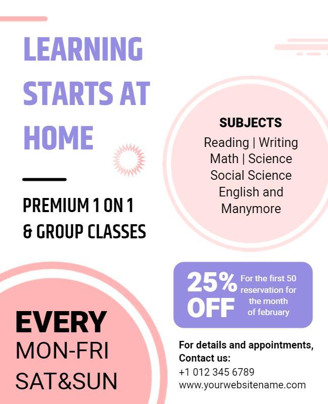 Home Tutoring and Learning Classes Flyer Template