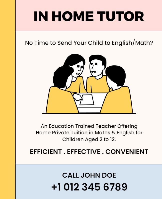 Home Tutoring Service Promotion Flyer Template