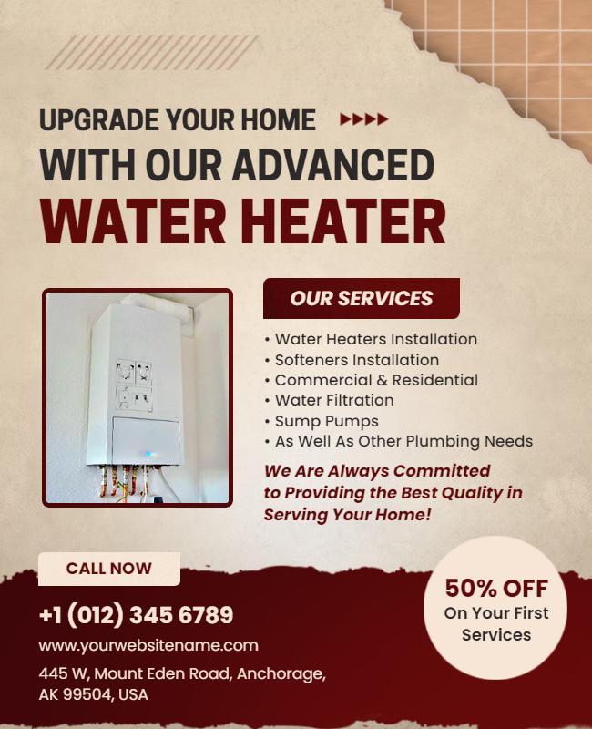 Home Water Heater Installation Services Flyer Template