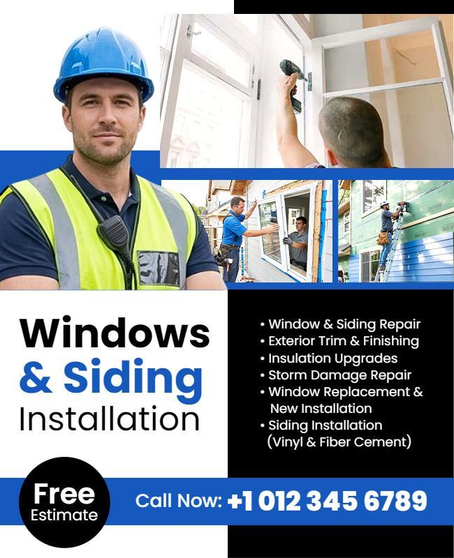 Home Window and Siding Installation Services Flyer Template
