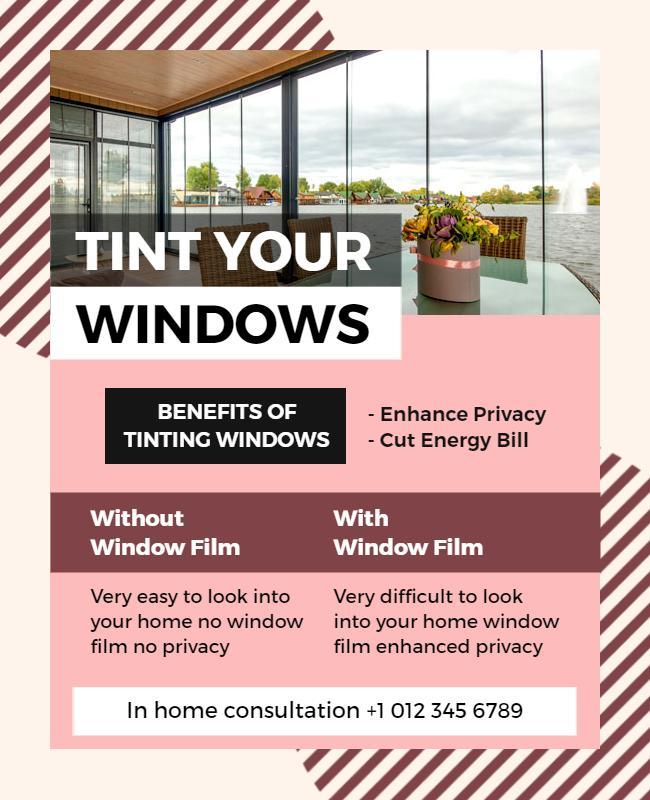 Modern Minimalist Window Tinting Benefits Flyer Template