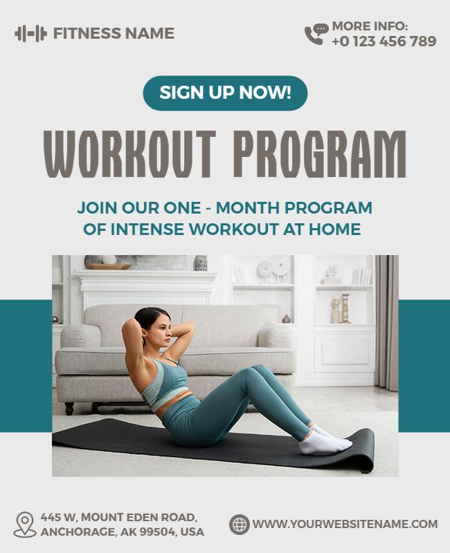 Home Workout Program Promotional Flyer Template