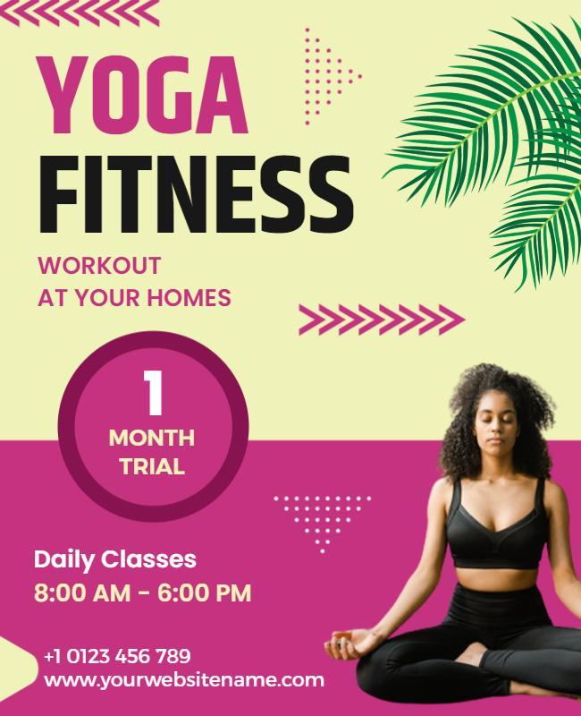 Home Yoga and Fitness Classes Promotional Flyer Template