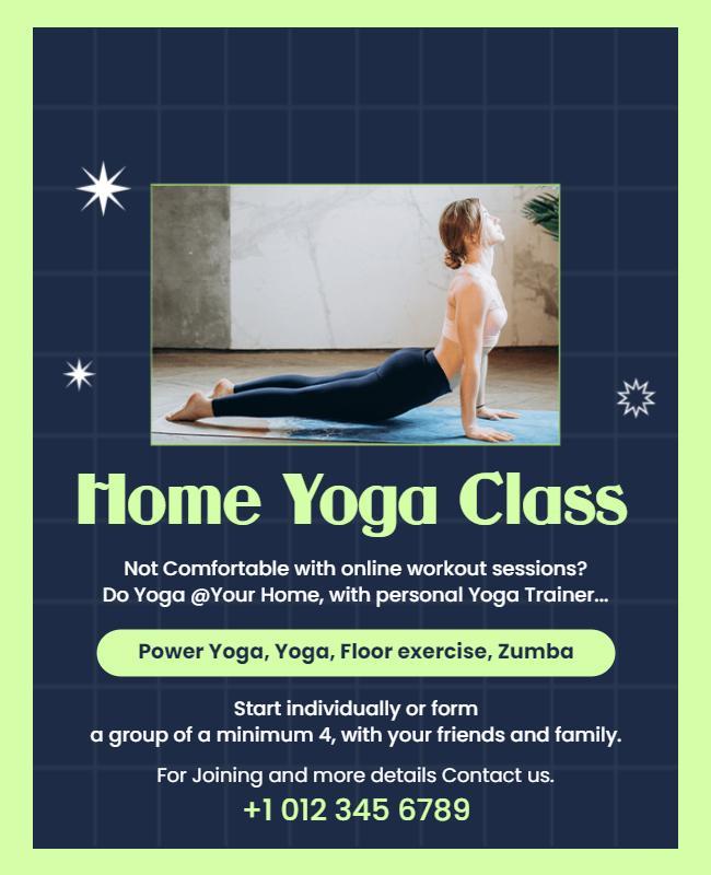 Home Yoga Class Advertisement Flyer Template