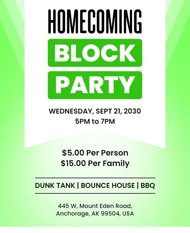 Homecoming Block Party Event Flyer Template