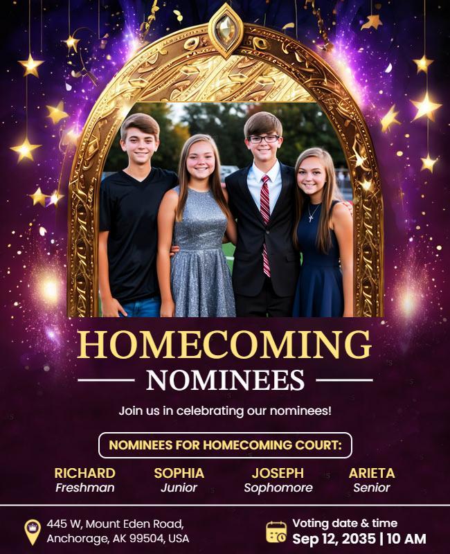 Homecoming Court Nominees Celebration Flyer Template