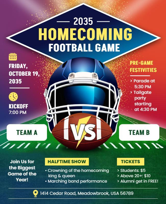 Homecoming Football Game Event Flyer Template