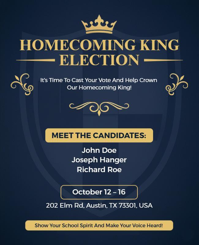 Homecoming King Election Event Announcement Flyer Template