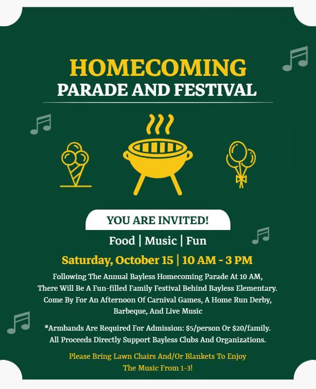 Homecoming Parade and Family Festival Flyer Template