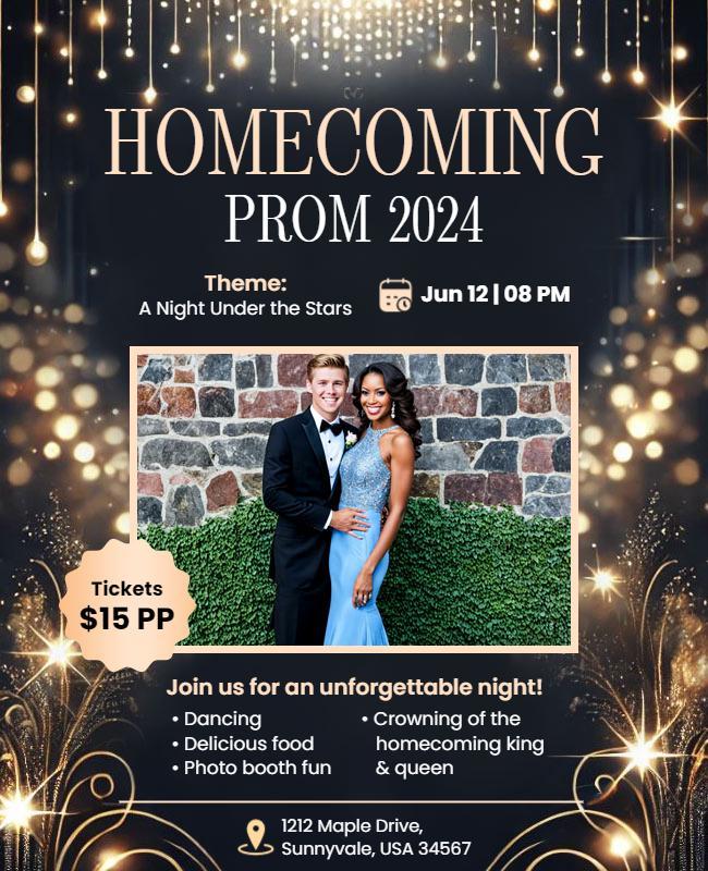 Homecoming Prom Night Celebration Flyer Template