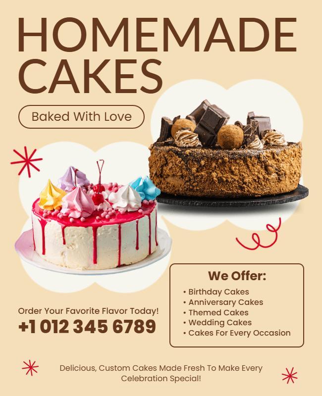 Homemade Custom Cakes Service Flyer Template
