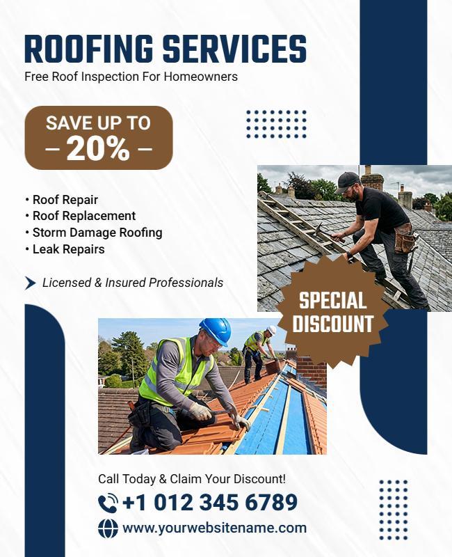Homeowners Roofing Services Discount Flyer Template